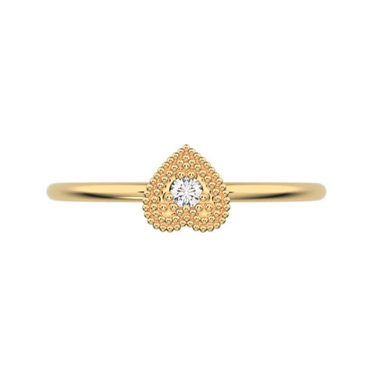 0.03 ct Round Cut Simulated Clear Diamond dainty Minimalist heart vintage halo cluster 14K / 18K Solid Yellow Gold everyday ring