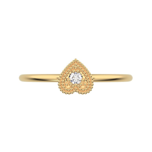0.03 ct Round Cut Simulated Clear Diamond dainty Minimalist heart vintage halo cluster 14K / 18K Solid Yellow Gold everyday ring