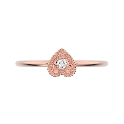 0.03 ct Round Cut Simulated Clear Diamond dainty Minimalist heart vintage halo cluster 14K / 18K Solid Rose Gold everyday ring