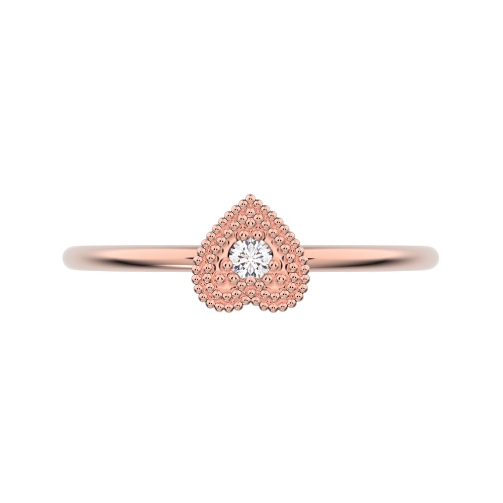 0.03 ct Round Cut Moissanite dainty Minimalist heart vintage halo cluster 14K / 18K Solid Rose Gold everyday ring