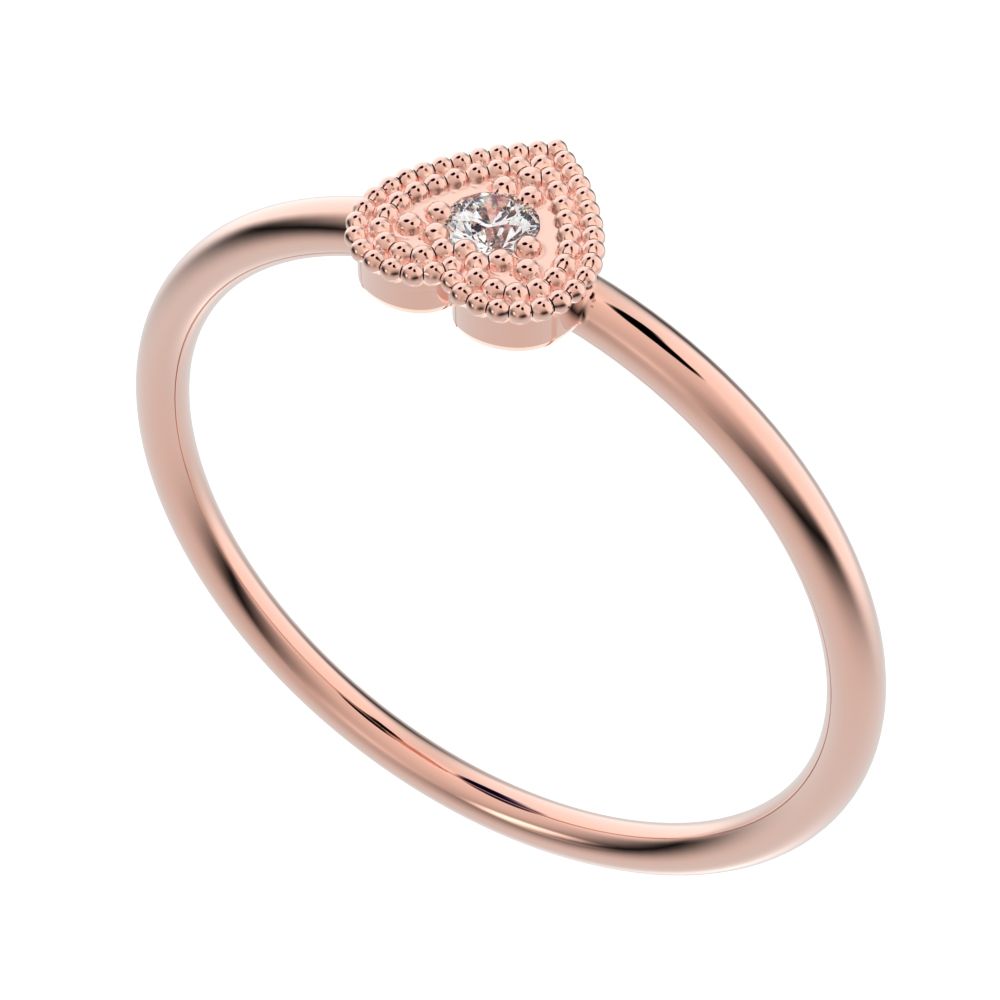 0.03 ct Round Cut Simulated Clear Diamond dainty Minimalist heart vintage halo cluster 14K / 18K Solid Rose Gold everyday ring