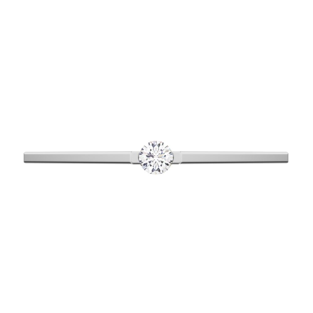 0.06 ct Round Cut Moissanite dainty Minimalist 1 stone solitaire Stackable wedding band 14K / 18K Solid White Gold everyday wedding band