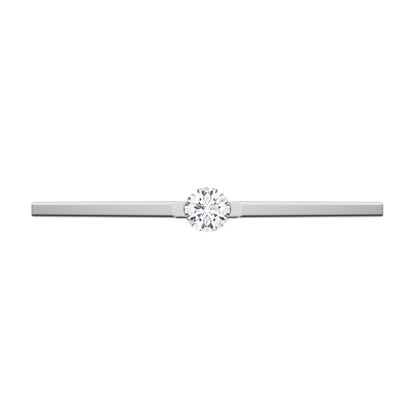 0.06 ct Round Cut Moissanite dainty Minimalist 1 stone solitaire Stackable wedding band 14K / 18K Solid White Gold everyday wedding band