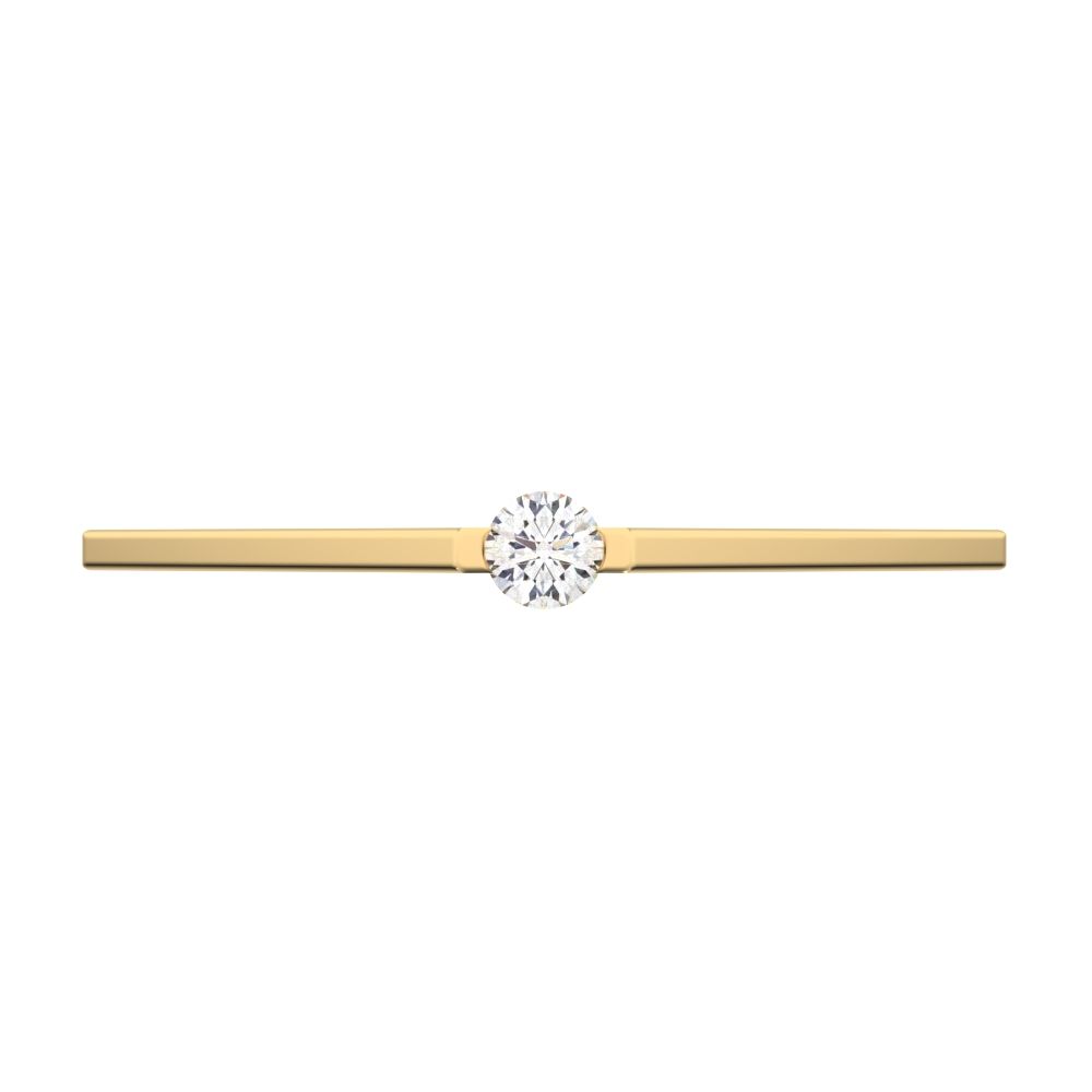 0.06Ct Round Cut Simulated Clear Diamond Minimalist solitaire Stackable wedding band 14K / 18K Solid Yellow Gold everyday wedding band