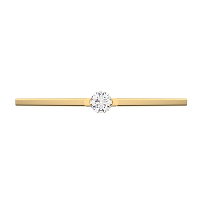0.06Ct Round Cut Simulated Clear Diamond Minimalist solitaire Stackable wedding band 14K / 18K Solid Yellow Gold everyday wedding band