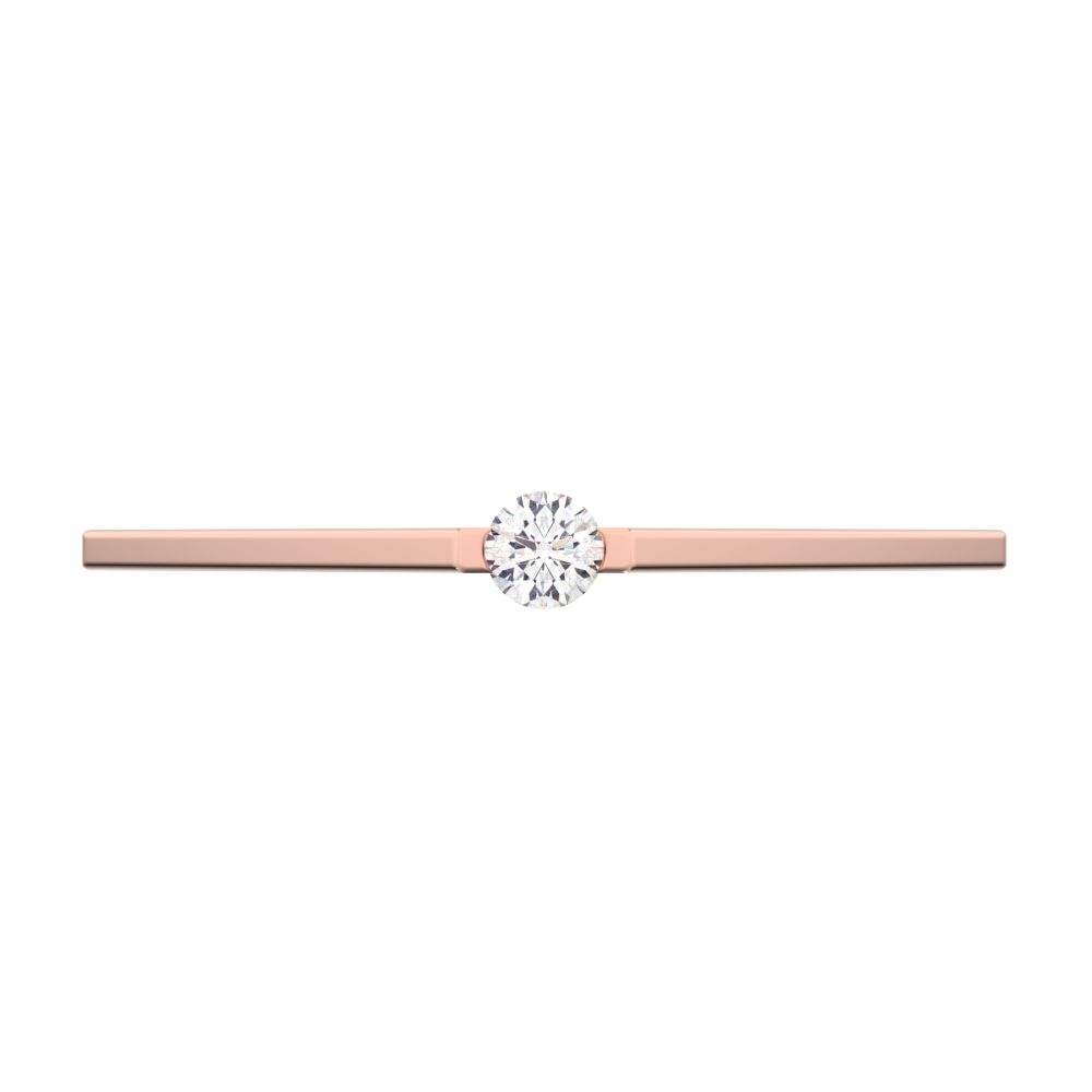 0.06Ct Round Cut Simulated Clear Diamond Minimalist solitaire Stackable wedding band 14K / 18K Solid Rose Gold everyday wedding band