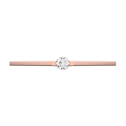 0.06Ct Round Cut Simulated Clear Diamond Minimalist solitaire Stackable wedding band 14K / 18K Solid Rose Gold everyday wedding band