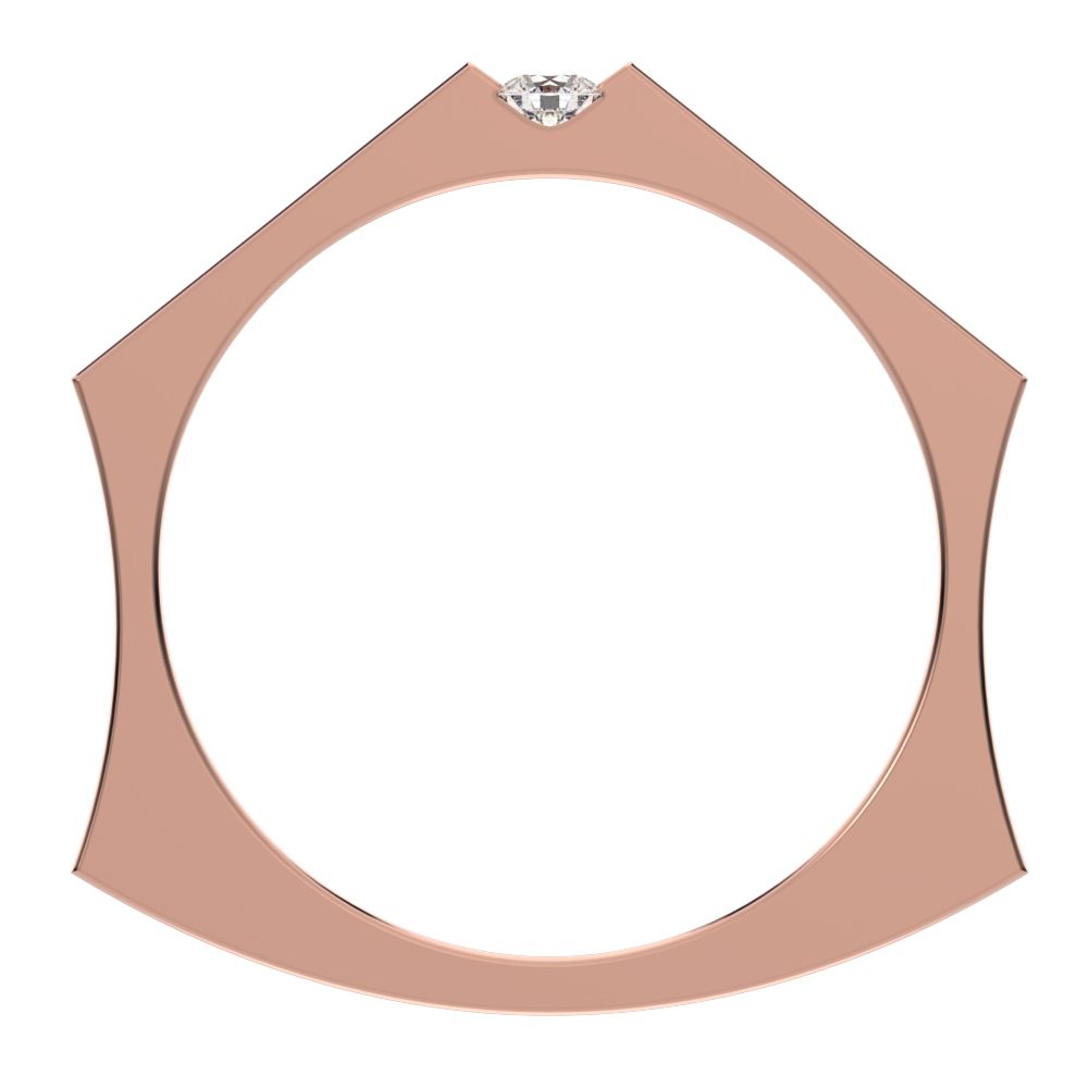 0.06Ct Round Cut Simulated Clear Diamond Minimalist solitaire Stackable wedding band 14K / 18K Solid Rose Gold everyday wedding band