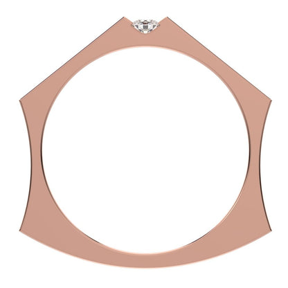 0.06Ct Round Cut Simulated Clear Diamond Minimalist solitaire Stackable wedding band 14K / 18K Solid Rose Gold everyday wedding band