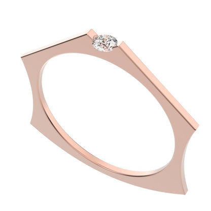 0.06Ct Round Cut Simulated Clear Diamond Minimalist solitaire Stackable wedding band 14K / 18K Solid Rose Gold everyday wedding band