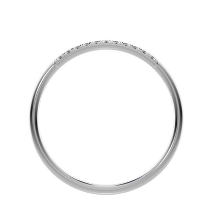 0.0825Ct Round Cut Simulated Clear Diamond Minimalist overlap crown Stackable cluster 14K / 18K Solid White Gold everyday wedding band