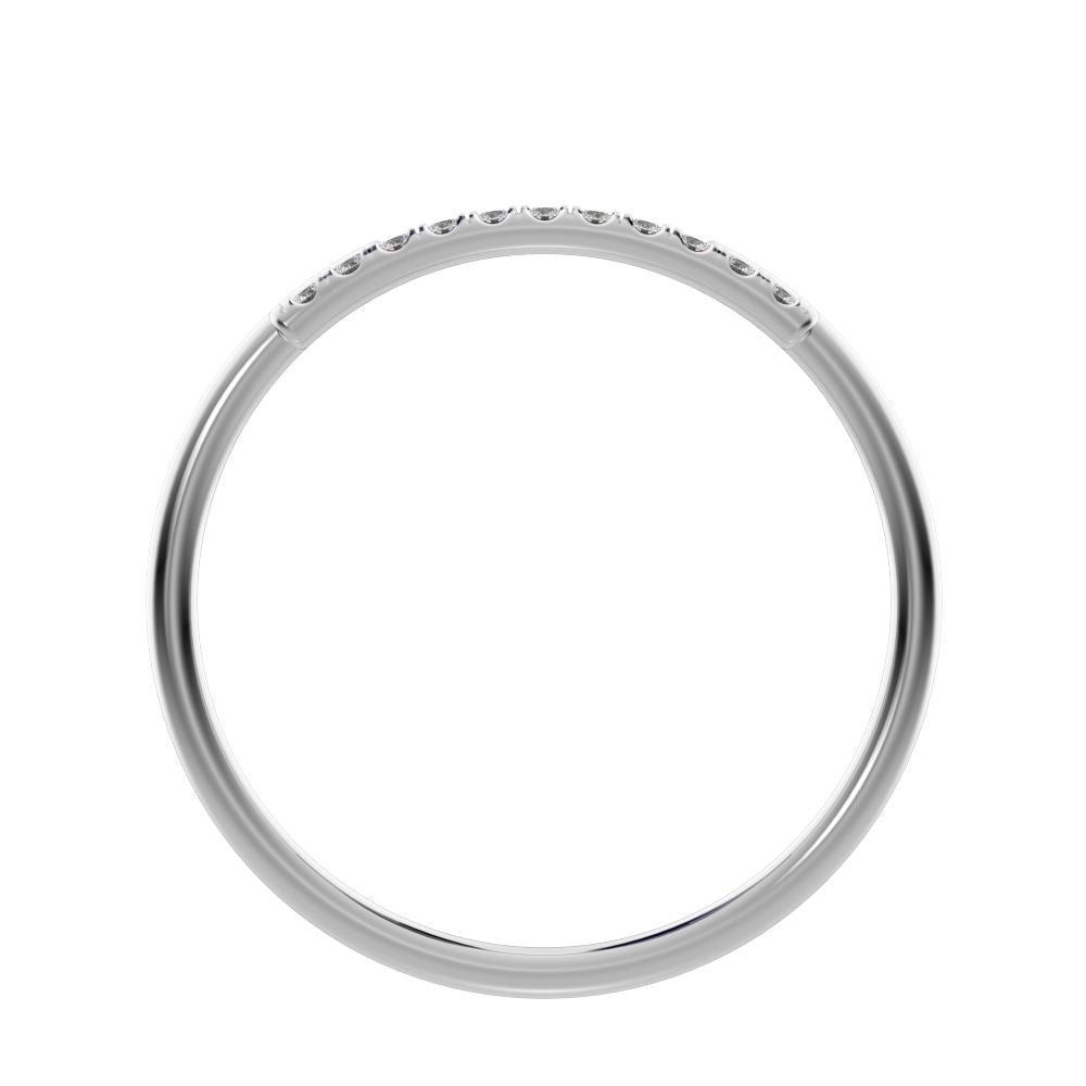 0.0825 ct Round Cut Moissanite dainty Minimalist overlap crown Stackable cluster 14K / 18K Solid White Gold everyday wedding band