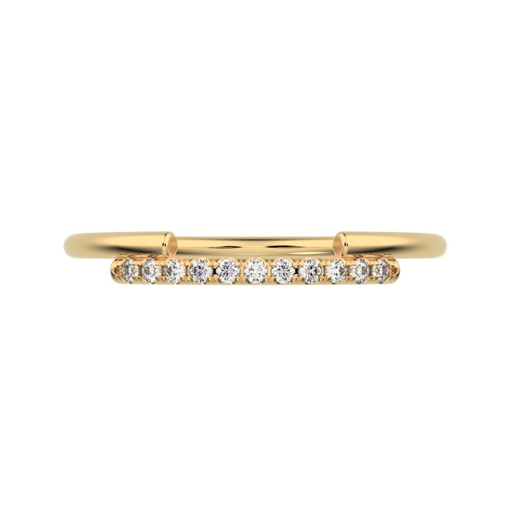 0.0825Ct Round Cut Simulated Clear Diamond Minimalist overlap crown Stackable cluster 14K / 18K Solid Yellow Gold everyday wedding band