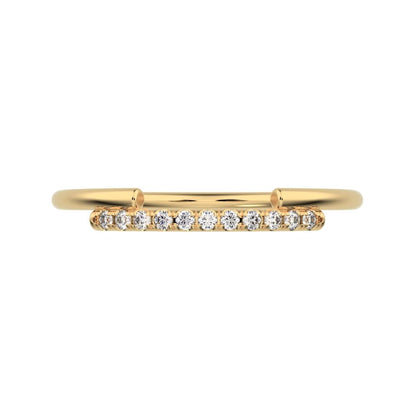 0.0825 ct Round Cut Moissanite dainty Minimalist overlap crown Stackable cluster 14K / 18K Solid Yellow Gold everyday wedding band