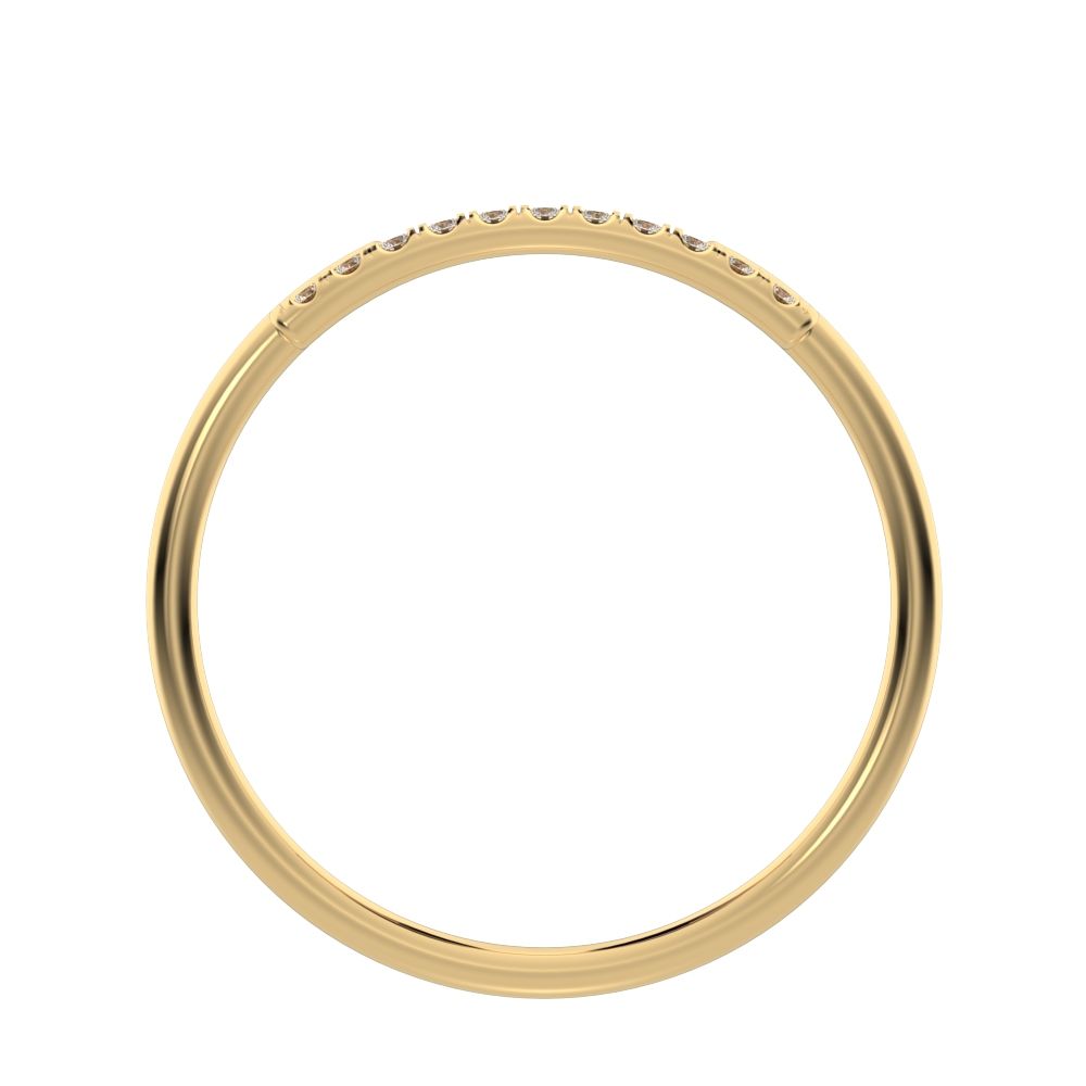 0.0825Ct Round Cut Simulated Clear Diamond Minimalist overlap crown Stackable cluster 14K / 18K Solid Yellow Gold everyday wedding band