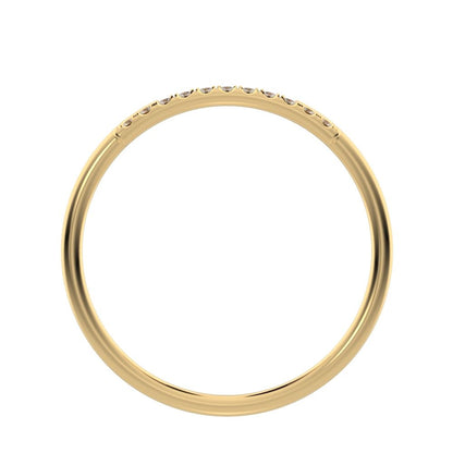 0.0825 ct Round Cut Moissanite dainty Minimalist overlap crown Stackable cluster 14K / 18K Solid Yellow Gold everyday wedding band