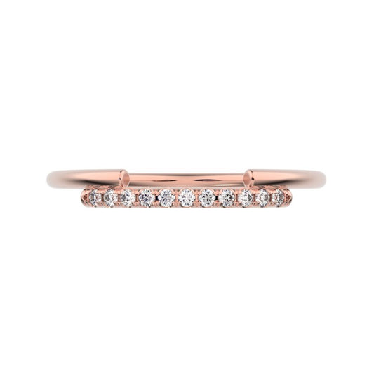 0.0825Ct Round Cut Simulated Clear Diamond Minimalist overlap crown Stackable cluster 14K / 18K Solid Rose Gold everyday wedding band