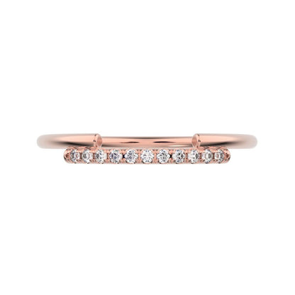 0.0825 ct Round Cut Moissanite dainty Minimalist overlap crown Stackable cluster 14K / 18K Solid Rose Gold everyday wedding band