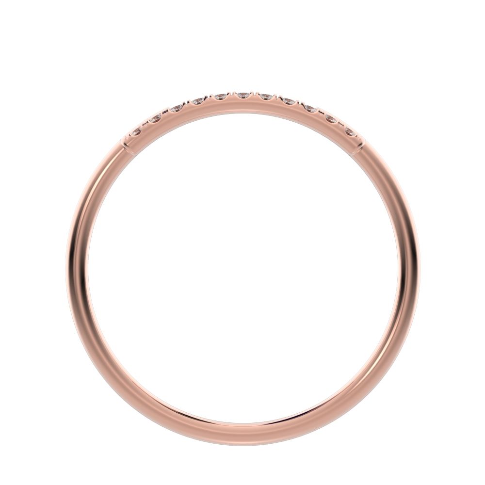 0.0825Ct Round Cut Simulated Clear Diamond Minimalist overlap crown Stackable cluster 14K / 18K Solid Rose Gold everyday wedding band
