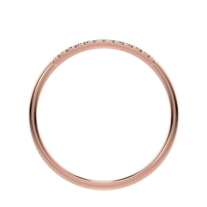 0.0825 ct Round Cut Moissanite dainty Minimalist overlap crown Stackable cluster 14K / 18K Solid Rose Gold everyday wedding band