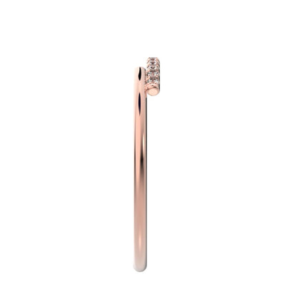 0.0825 ct Round Cut Moissanite dainty Minimalist overlap crown Stackable cluster 14K / 18K Solid Rose Gold everyday wedding band