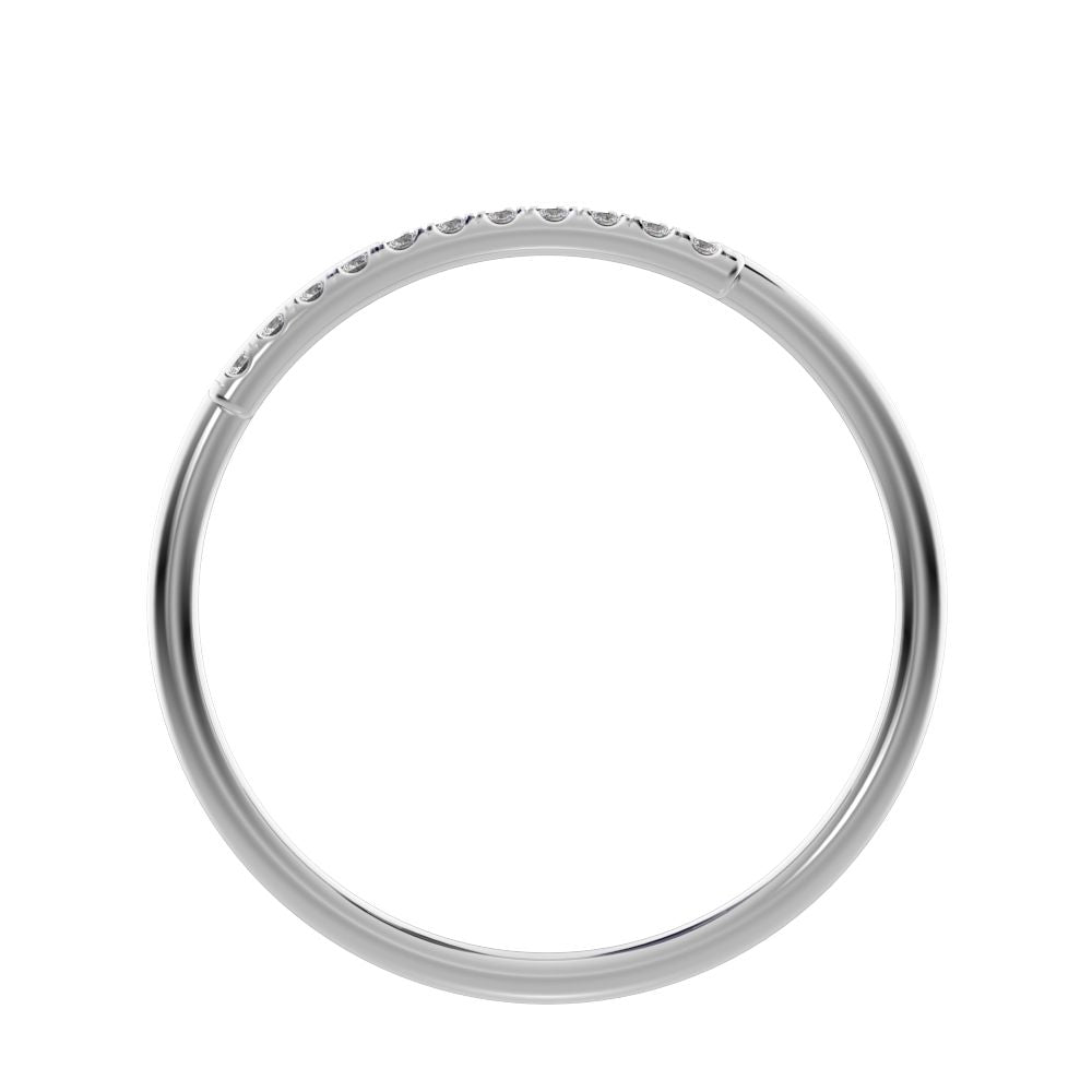 0.165 ct Round Cut Moissanite dainty Minimalist overlap asymmetrical Stackable cluster 14K / 18K Solid White Gold everyday wedding band
