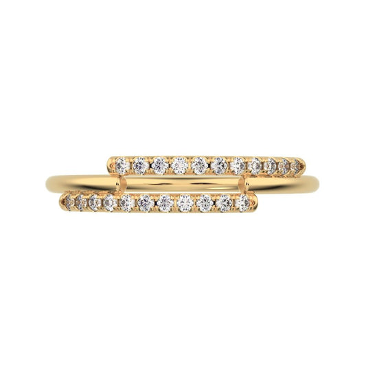 0.165 ct Round Cut Moissanite dainty Minimalist overlap asymmetrical Stackable cluster 14K / 18K Solid Yellow Gold everyday wedding band