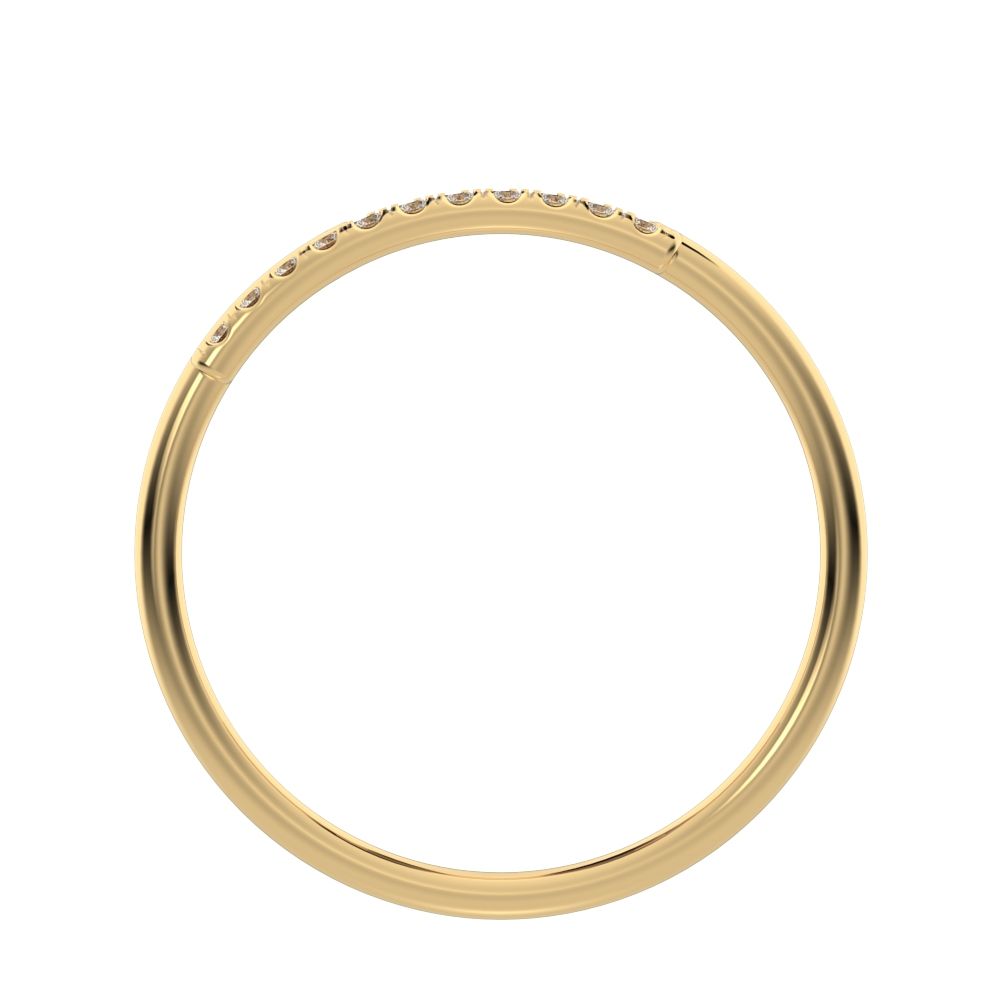 0.165 ct Round Cut Moissanite dainty Minimalist overlap asymmetrical Stackable cluster 14K / 18K Solid Yellow Gold everyday wedding band