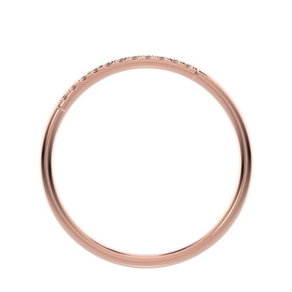 0.165 ct Round Cut Moissanite dainty Minimalist overlap asymmetrical Stackable cluster 14K / 18K Solid Rose Gold everyday wedding band