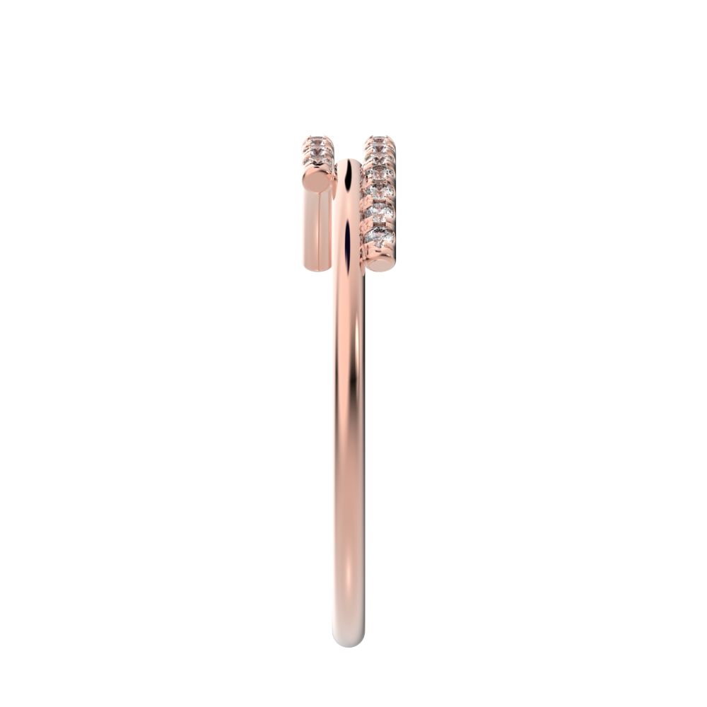 0.165 ct Round Cut Moissanite dainty Minimalist overlap asymmetrical Stackable cluster 14K / 18K Solid Rose Gold everyday wedding band