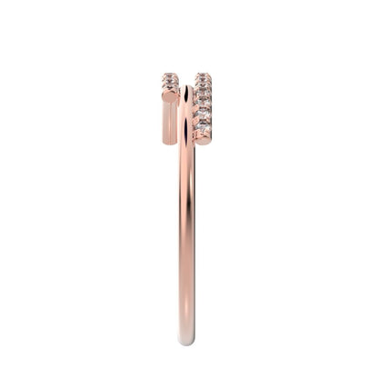 0.165 ct Round Cut Moissanite dainty Minimalist overlap asymmetrical Stackable cluster 14K / 18K Solid Rose Gold everyday wedding band
