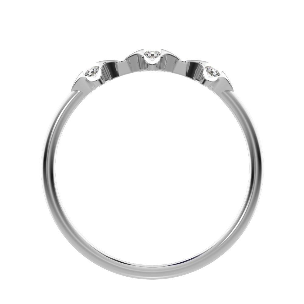 0.045 ct Round Cut Moissanite dainty Minimalist eye triple marquise sculptural halo 14K / 18K Solid White Gold everyday ring