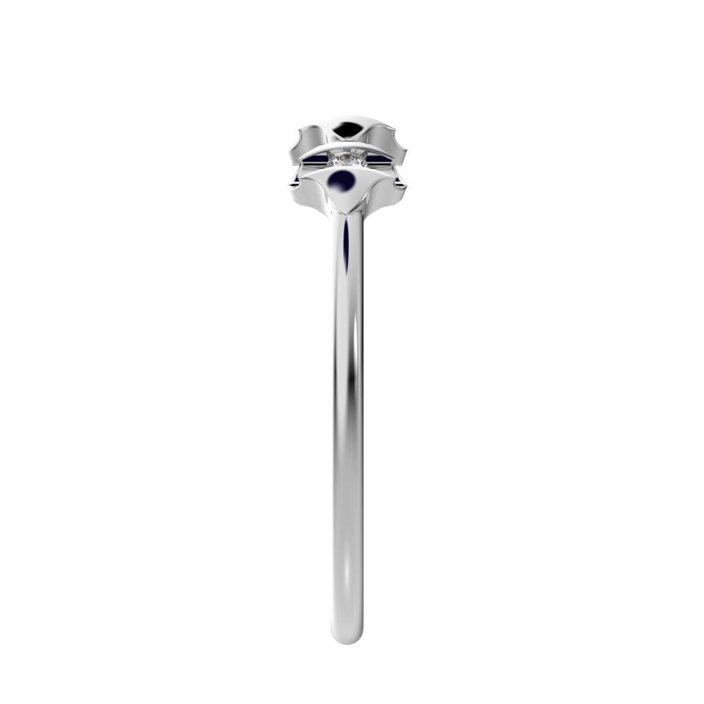 0.045 ct Round Cut Moissanite dainty Minimalist eye triple marquise sculptural halo 14K / 18K Solid White Gold everyday ring