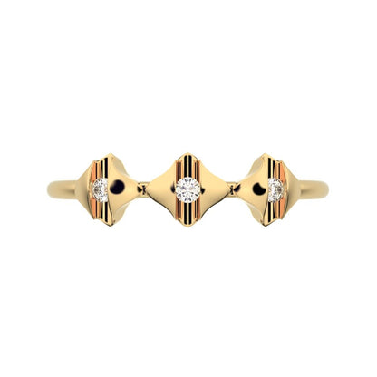 0.045 ct Round Cut Moissanite dainty Minimalist eye triple marquise sculptural halo 14K / 18K Solid Yellow Gold everyday ring