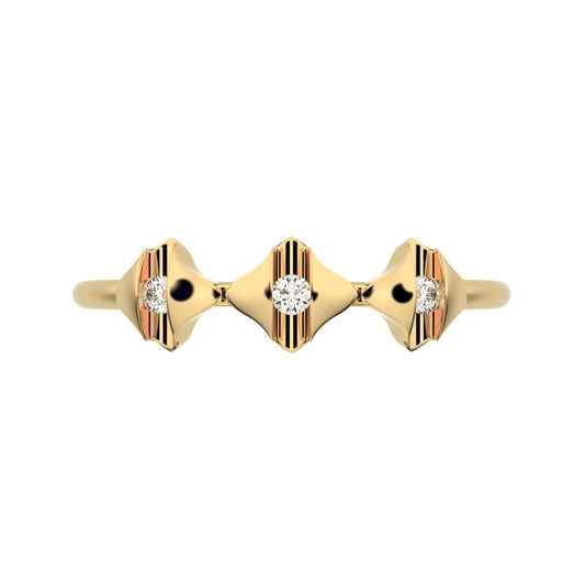 0.045 ct Round Cut Moissanite dainty Minimalist eye triple marquise sculptural halo 14K / 18K Solid Yellow Gold everyday ring