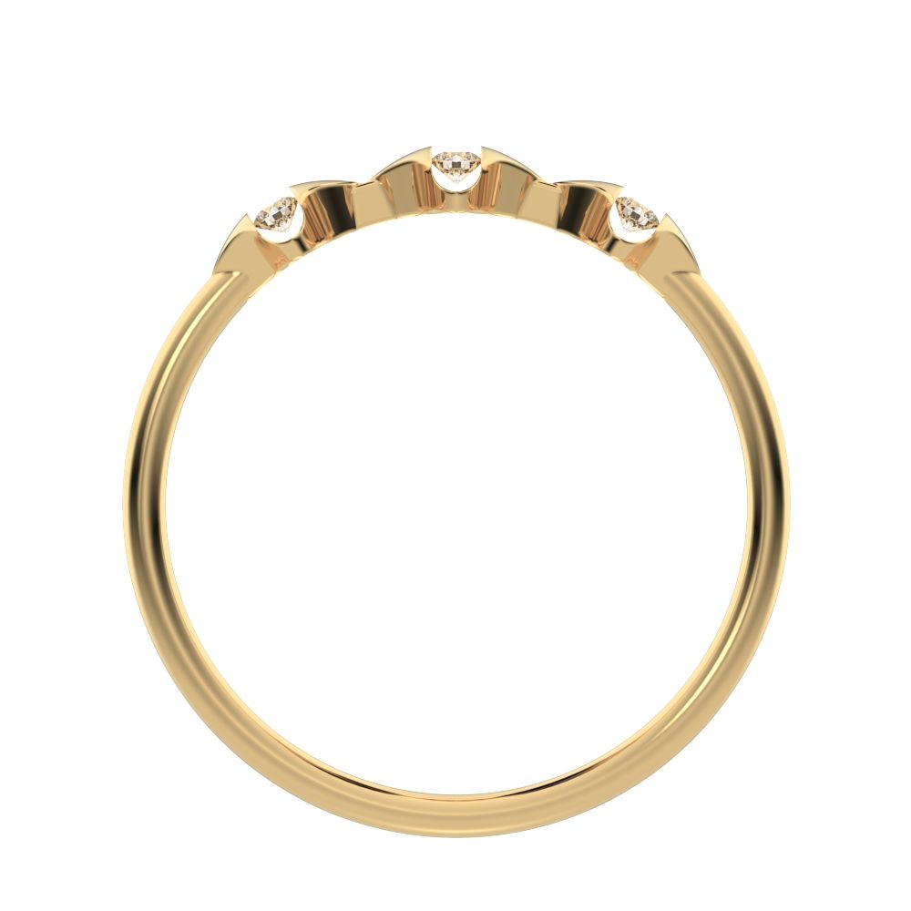 0.045 ct Round Cut Moissanite dainty Minimalist eye triple marquise sculptural halo 14K / 18K Solid Yellow Gold everyday ring