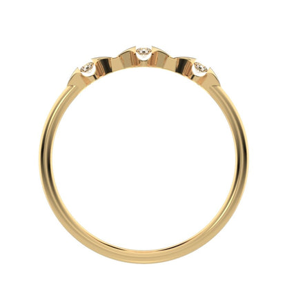 0.045 ct Round Cut Moissanite dainty Minimalist eye triple marquise sculptural halo 14K / 18K Solid Yellow Gold everyday ring