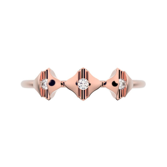 0.045 ct Round Cut Simulated Clear Diamond dainty Minimalist eye triple marquise sculptural halo 14K / 18K Solid Rose Gold everyday ring