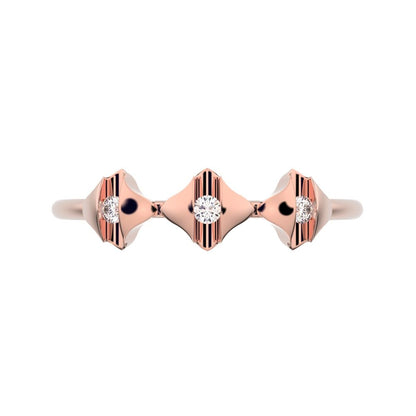0.045 ct Round Cut Moissanite dainty Minimalist eye triple marquise sculptural halo 14K / 18K Solid Rose Gold everyday ring