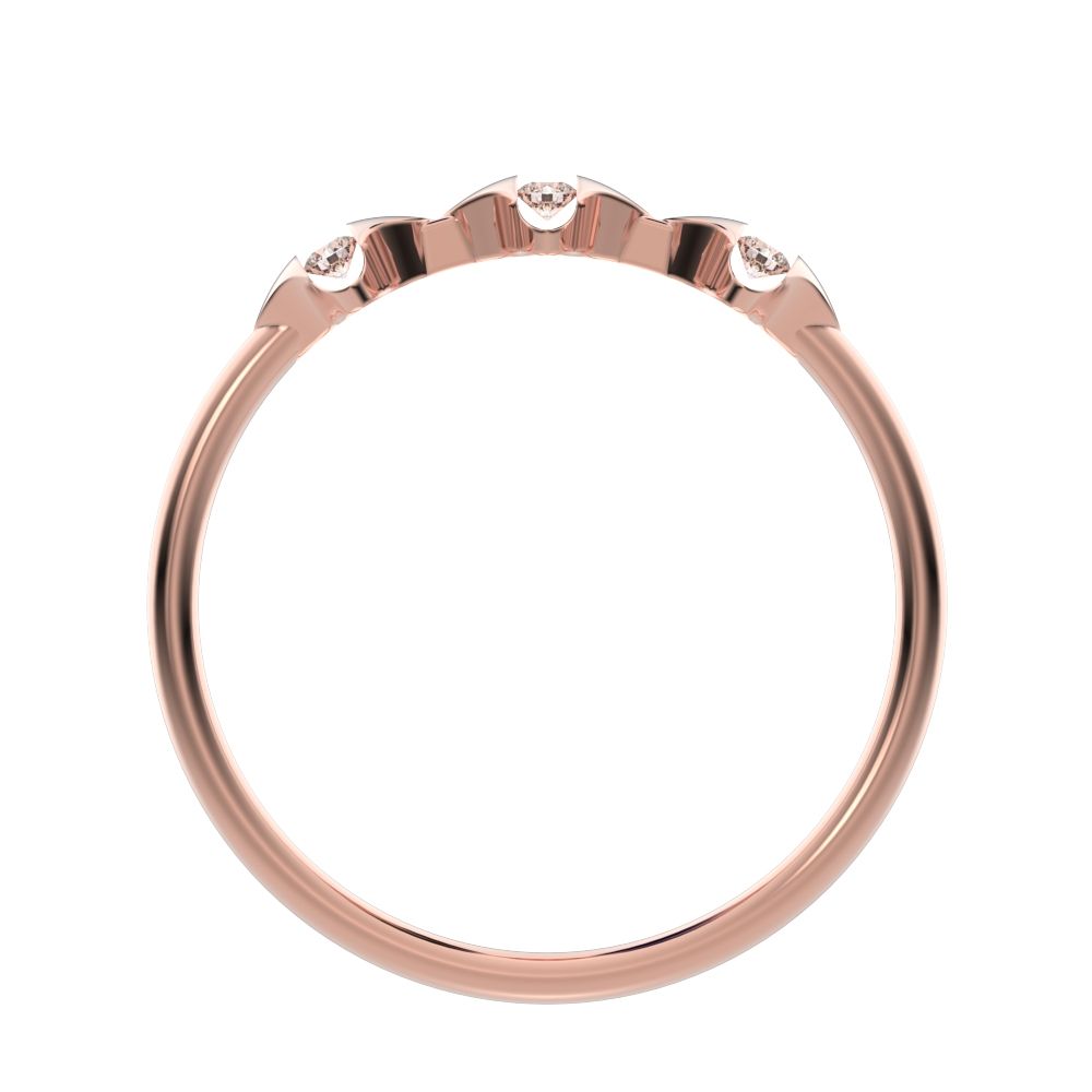 0.045 ct Round Cut Moissanite dainty Minimalist eye triple marquise sculptural halo 14K / 18K Solid Rose Gold everyday ring