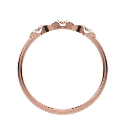 0.045 ct Round Cut Moissanite dainty Minimalist eye triple marquise sculptural halo 14K / 18K Solid Rose Gold everyday ring