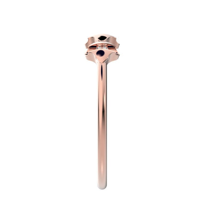 0.045 ct Round Cut Moissanite dainty Minimalist eye triple marquise sculptural halo 14K / 18K Solid Rose Gold everyday ring