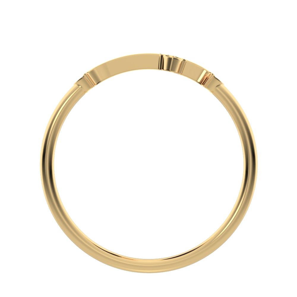0.025Ct Round Cut Simulated Clear Diamond Minimalist eye cross sculptural cross light 14K / 18K Solid Yellow Gold everyday wedding band