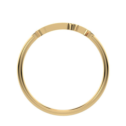 0.025 ct Round Cut Moissanite dainty Minimalist eye cross sculptural cross light 14K / 18K Solid Yellow Gold everyday wedding band