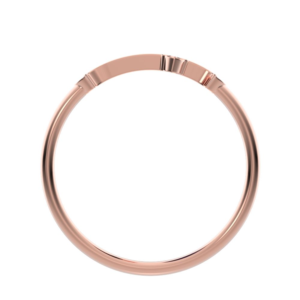 0.025 ct Round Cut Moissanite dainty Minimalist eye cross sculptural cross light 14K / 18K Solid Rose Gold everyday wedding band