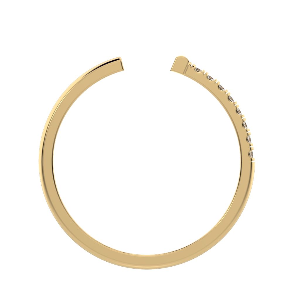 0.13 ct Round Cut Moissanite dainty Minimalist sculptural cross adjustable Pav√© vertical 14K / 18K Solid Yellow Gold everyday wedding band