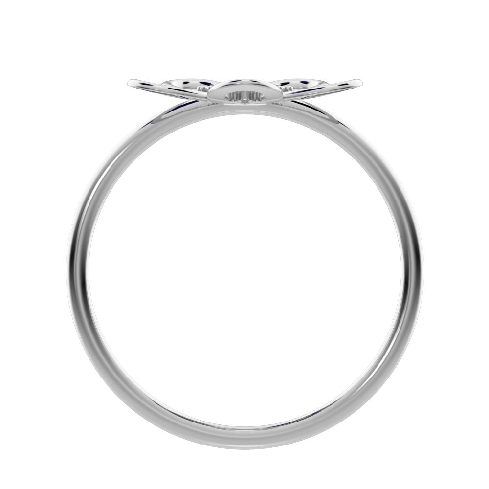 0.09 ct Round Cut Moissanite dainty Minimalist star halo cluster floral 14K / 18K Solid White Gold everyday ring