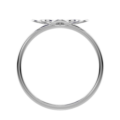0.09 ct Round Cut Moissanite dainty Minimalist star halo cluster floral 14K / 18K Solid White Gold everyday ring