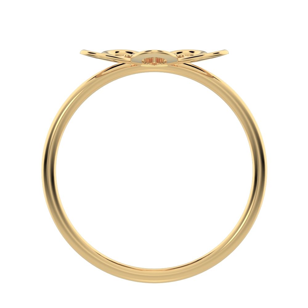 0.09 ct Round Cut Moissanite dainty Minimalist star halo cluster floral 14K / 18K Solid Yellow Gold everyday ring