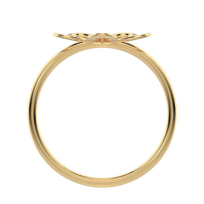 0.09 ct Round Cut Moissanite dainty Minimalist star halo cluster floral 14K / 18K Solid Yellow Gold everyday ring